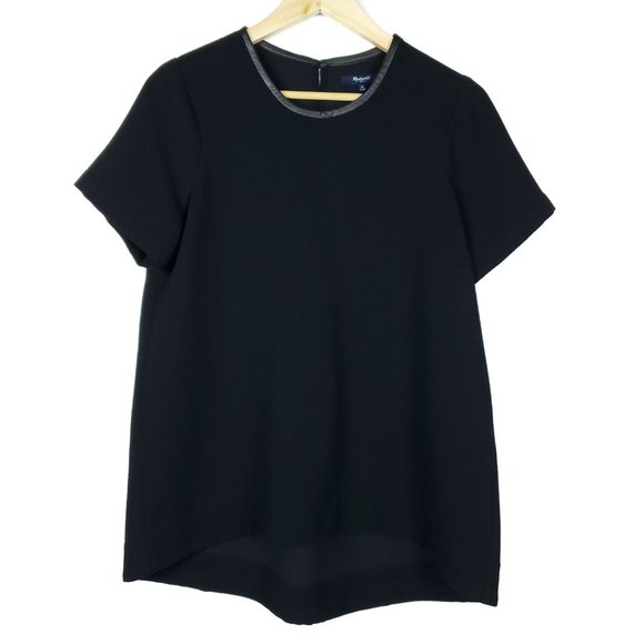 Madewell Tops - Madewell Leather Trim Black Tailored Tee Shirt